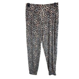 Victorias Secret Supersoft Cozy Velour Jogger Pants Cheetah Print Sz Large